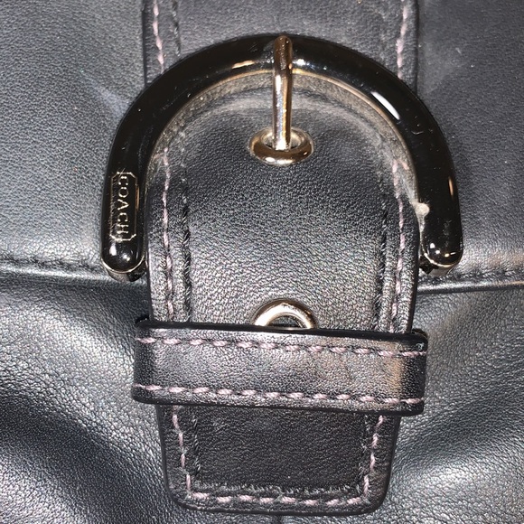 Coach Small Black Leather Crossbody w/Blue Liner - Picture 5 of 9